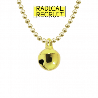 Radical X ALLUMER Bell Necklace - Yellow ball chain and gold colour bell necklace - Allumer is teaming up with Radical Recruit Charity. £5 of every Radical bell necklace goes towards a Radical.
